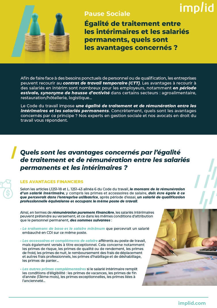 Égalité de traitement entre intérimaires et salariés permanents